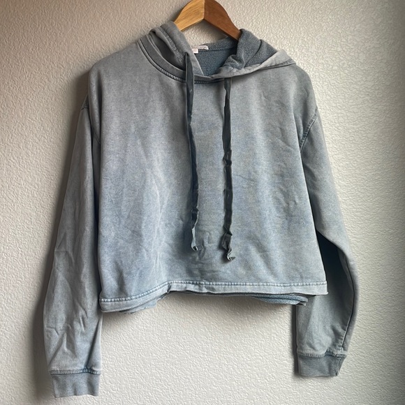 Light Blue Cropped Hoodie - Picture 1 of 6
